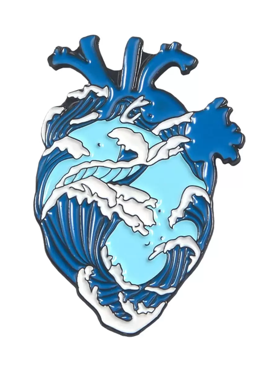 男士 1 件装创意锌合金喷雾与心形设计胸针，适用于日常装饰、珠宝礼物和派对情人节、妈妈、母亲、母亲节、礼物 - 藍色 - 查看 1