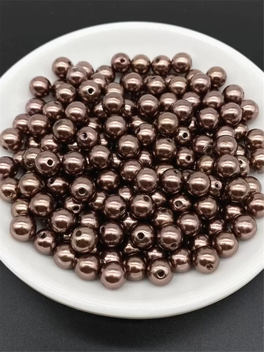 4/6/8/10mm Coffee Acrylic Round Beads For Jewelry Making Mobile Phone Chain DIY Fashion Bracelet Necklace Decoration Accessories - Coffee Brown - View 1