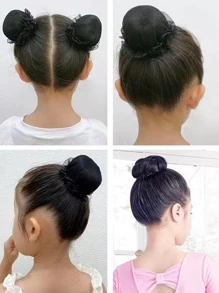 2pcs/Set Ballet Dance Hair Nets For Girls, Hair Accessories For School Performances, Buns - Black - View 2