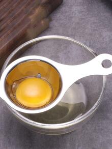 1 pieza Herramienta separadora de clara de yema de huevo de acero inoxidable huevo clásico para cocina - Plateado - Ver 3