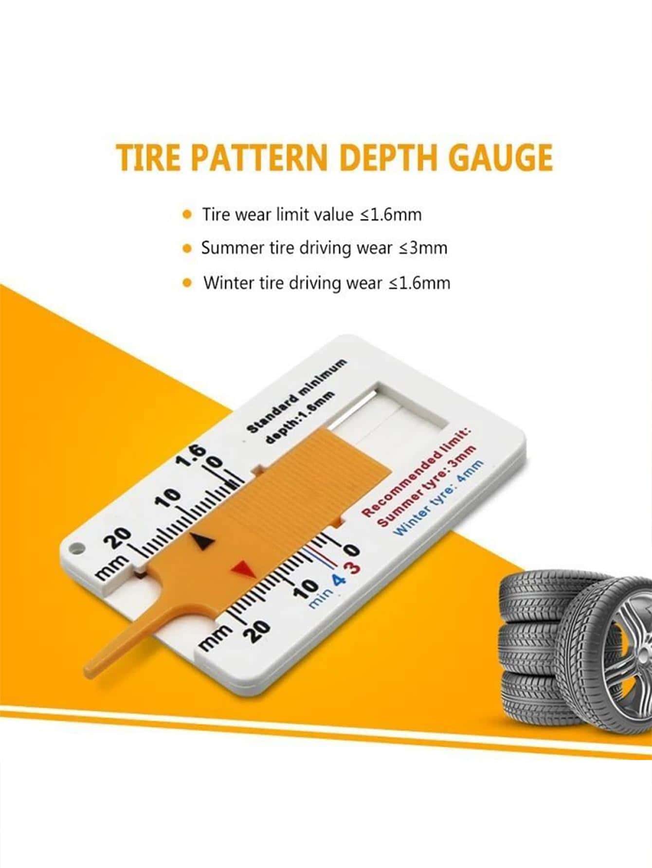 Generic Tire Tread Depth Gauge,Tyre Tread Car Tire Ruler,Two-Sided Color Coded Measuring Pen,25MM Tread Mark Measuring Tool(Single Color), AM0XEB09NJUUS