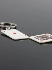 2入組男士撲克吊墜時尚鑰匙圈適用於鑰匙裝飾用品 - 彩色 - 查看 3