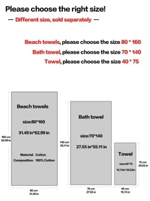 QIBHI 1pc Solid Color Towel - Blue - View 3
