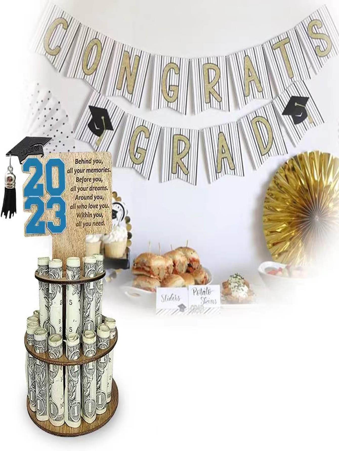 1pc Wooden Graduation Hat Decor Decoration Craft - Blue - View 1