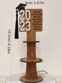 1pc Wooden Graduation Hat Decor Decoration Craft - Blue - View 2