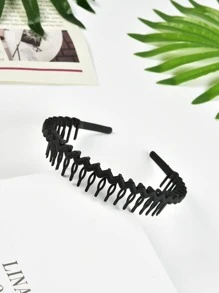 1入組女士波浪設計時尚髮箍適用於頭髮裝飾用品 - 黑色 - 查看 2