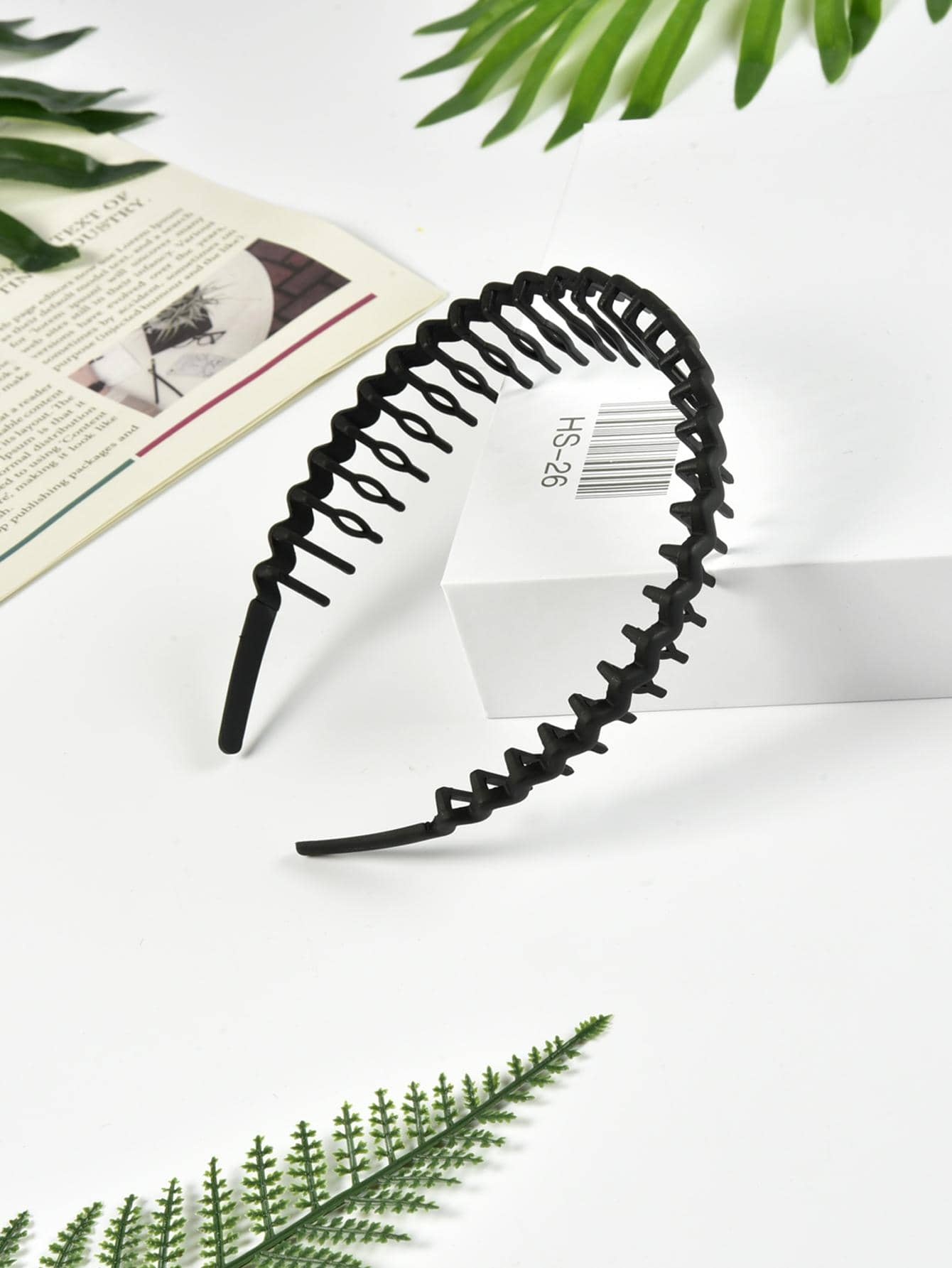 1入組女士波浪設計時尚髮箍適用於頭髮裝飾用品 - 黑色 - 查看 1