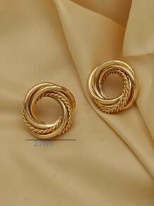 扭結設計耳釘 - 金黃色 - 查看 3