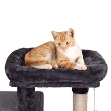 MQ Cat Tree Cat Tower for Indoor Cats 36.7 in Multi Level Cat Scratching Post with Hammock Plush Perches Kittens, Large Cats, Smoky Gray - Màu xám đen - Xem 3