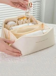 1pc Multi-layer Toiletry Travel Bag - Beige - View 7