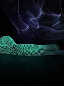 Solid Glow In The Dark Fishnet Tights - White - View 4