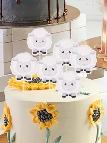 10pcs Cartoon Sheep Design Cake Topper - Multicolor - View 3