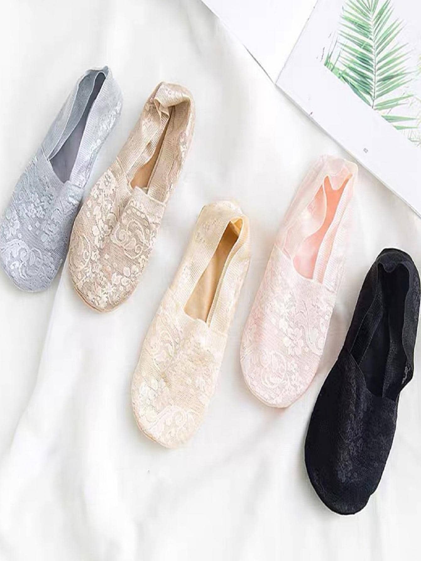 5pairs Floral Lace Invisible Socks