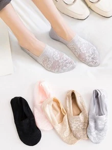 5pairs Floral Lace Invisible Socks