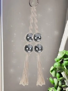 1 pieza Borla colgante de pared con diseño de cuenta - Beis - Ver 3