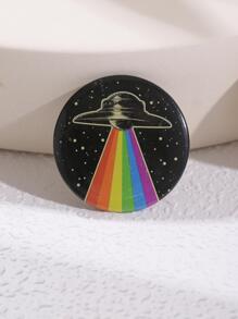 彩虹條紋圖案圓形設計胸針