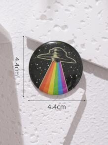 彩虹條紋圖案圓形設計胸針