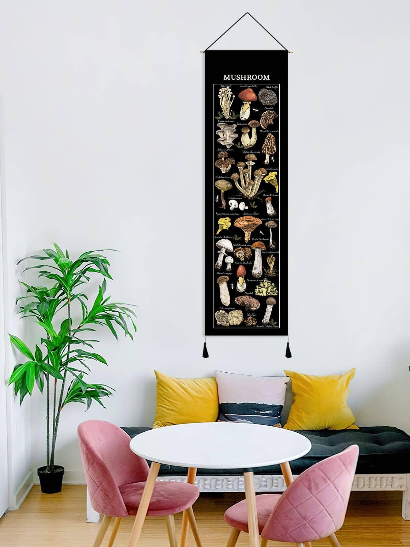 1pc Mushroom Pattern Tapestry, Fabric Wall Blanket For Home Wall Decor - Multicolor - View 1