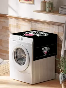 غطاء غسالة بجرافيك زهر وعبارة قطعة واحدة