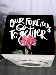 غطاء غسالة بجرافيك زهر وعبارة قطعة واحدة