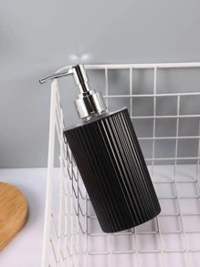 1pc/2pcs Luxury Pump Bottle For Hand Soap, Shower Gel Refillable Acrylic Dispenser With Striped Design For Bathroom & Kitchen Decor Home Bathroom Decor Fall Decor Back To School - Black - View 9