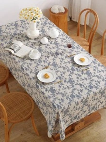1pc Floral Pattern Tablecloth - Blue - View 3