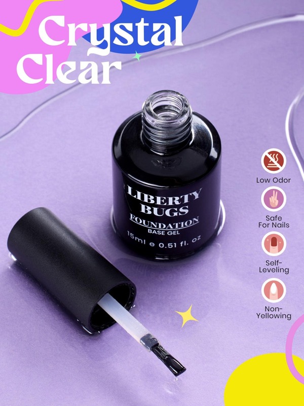 LIBERTY BUGS Gel Nail Polish Gel Base And Top Coat 2Pcs 15ml/Each