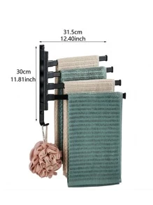 1入組式鋁合金旋轉毛巾架，浴用黑色日用浴巾架