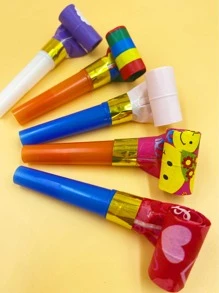 25Pcs Plastic Party Blower, Modern Striped Pattern Party Whistle For Party Party Favors - Multicolor - View 3
