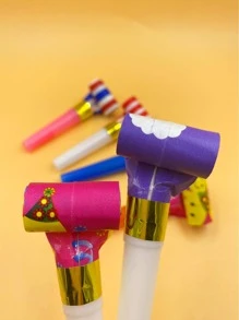 25Pcs Plastic Party Blower, Modern Striped Pattern Party Whistle For Party Party Favors - Multicolor - View 2