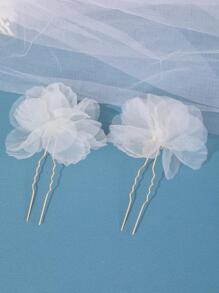 6pcs White Flower Elegant Hair Clip Set, Suitable For Wedding, Photography, Dating, Performance Hair Decoration Valentine's Day Accessories