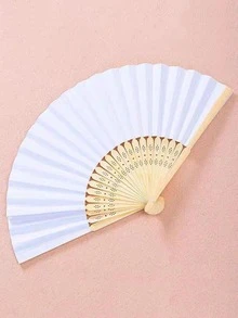 1 Quạt Gấp Trống Giấy Trắng Trang Trí Nhà Quạt Cầm Tay - trắng - Xem 4