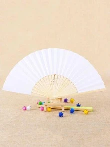 1 Quạt Gấp Trống Giấy Trắng Trang Trí Nhà Quạt Cầm Tay - trắng - Xem 2