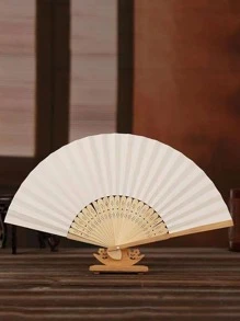 1 Quạt Gấp Trống Giấy Trắng Trang Trí Nhà Quạt Cầm Tay - trắng - Xem 1
