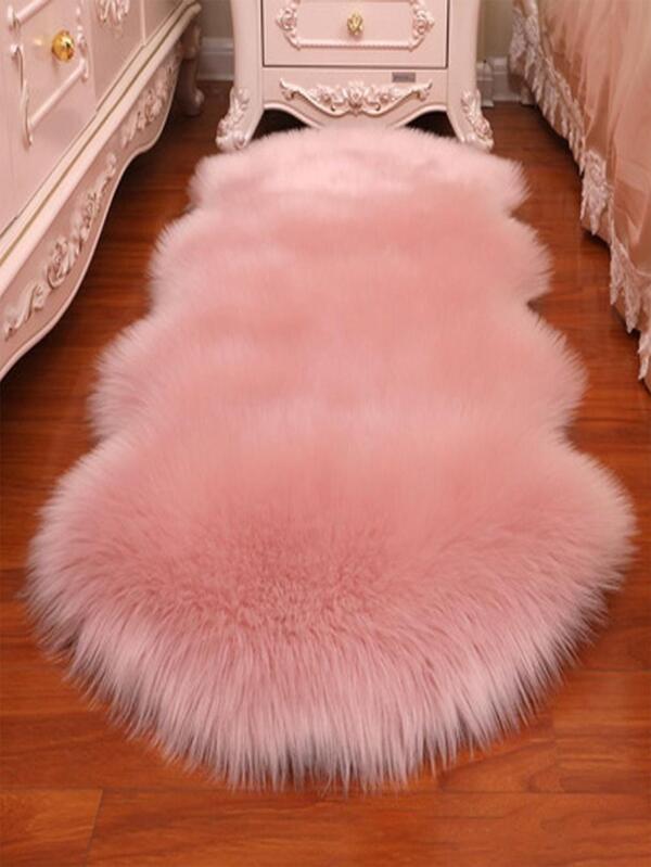 1pc Solid Fuzzy Rug, Minimalist Fabric Floor Carpet For Home SHEIN USA