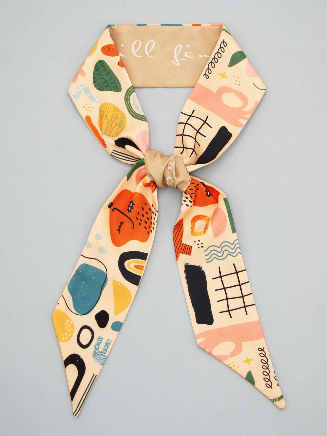 字母圖案圍巾 - 彩色 - 查看 1