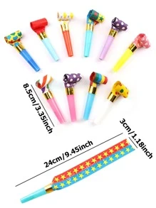 10 Uds. Silbato De Nariz Larga De Estilo Aleatorio Para Fiesta De Cumpleaños Y Diversión Para Niños, Accesorios De Porristas - Multicolor - Ver 6