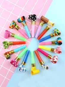 10 Uds. Silbato De Nariz Larga De Estilo Aleatorio Para Fiesta De Cumpleaños Y Diversión Para Niños, Accesorios De Porristas - Multicolor - Ver 2