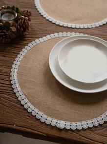 1 件蕾丝边餐垫，圆形桌垫，适用于餐桌 - 彩色 - 查看 2