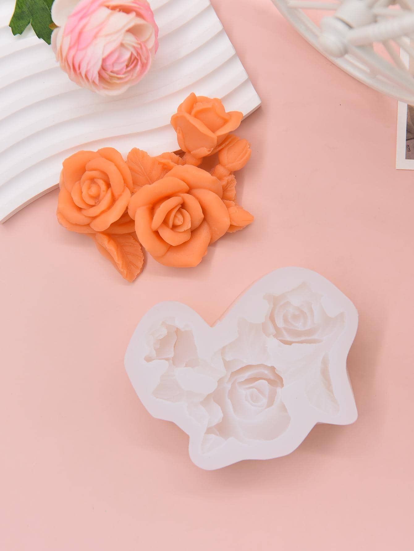 1pc Flower Design DIY Silicone Mold - White - View 1