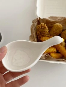 1 pieza Plato de salsa con diseño de dibujos animados - Blanco - Ver 2