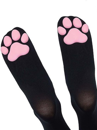 Cartoon Paw Design Over The Knee Socks, Cozy
