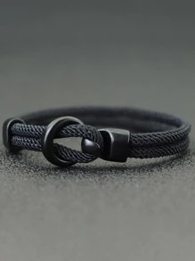 Pulsera minimalista hecha a mano de cuerda de Milán, negra con cierre sencillo, pulsera de hilo para hombres como accesorio genial y sencillo para fiestas
