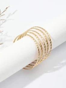 Cái/bộ Vòng Tay Xoắn Bằng Thép Không Gỉ Thời Trang Cho Nữ Trang Trí Hàng Ngày - Vàng - Xem 6