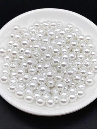 4/6/8/10mm White Acrylic Round Beads For Jewelry Making Mobile Phone Chain DIY Fashion Bracelet Necklace Decoration Accessories