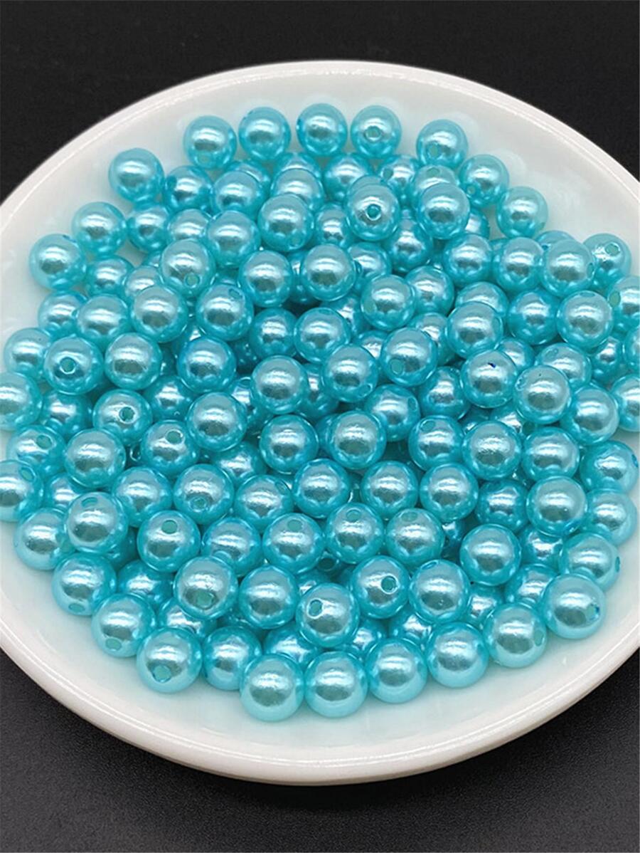4/6/8/10mm Lake Blue Acrylic Round Beads For Jewelry Making Mobile Phone Chain DIY Fashion Bracelet Necklace Decoration Accessories - Teal Blue - View 1