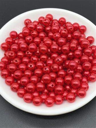 4/6/8/10mm Red Acrylic Round Beads For Jewelry Making Mobile Phone Chain DIY Fashion Bracelet Necklace Decoration Accessories