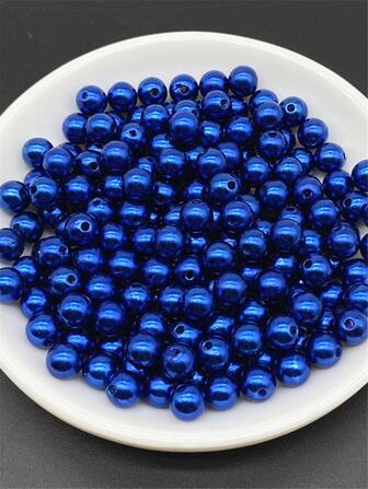 4/6/8/10mm Cuentas redondas de acrílico azul para hacer joyas, cadenas de teléfono móvil, pulseras, collares y accesorios de decoración DIY de moda