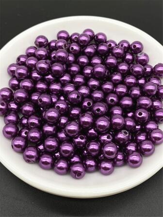 4/6/8/10 mm Fioletowe okrągłe koraliki akrylowe do wyrobu biżuterii, łańcuszka do telefonu komórkowego, DIY, modna bransoletka, naszyjnik, akcesoria dekoracyjne
