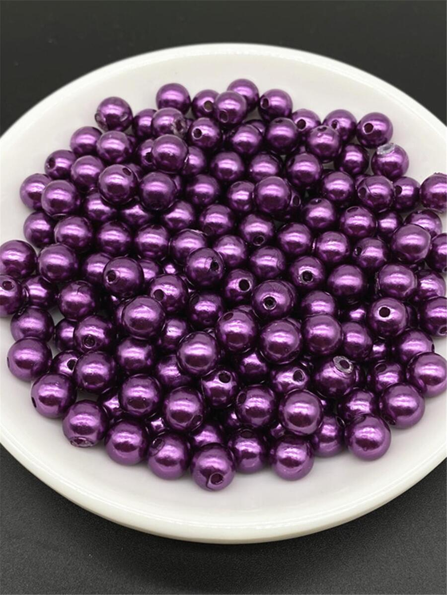 4/6/8/10mm Purple Acrylic Round Beads For Jewelry Making Mobile Phone Chain DIY Fashion Bracelet Necklace Decoration Accessories - Purple - View 1